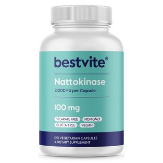 BESTVITE 나토키나아제 100mg (2000 FU) (240 식물성 캡슐)(120x2 글루텐 프리, 2개, 120정