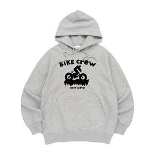 세미 오버핏 커스텀 후드 멜란지 BIKE crew 일러스트 그래픽 티셔츠 097
