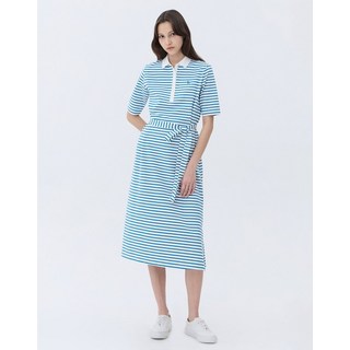 헤지스레이디스 헤지스 여성 WSDR4B301B1 가격인하BEST스테디셀러블루 스트랩 면혼방 반팔 카라 롱 원피 691320