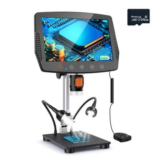 전자 납땜용 디지털 스테레오 비디오 현미경 돋보기 생물 현미경 MS3 Pro 1500X 12MP 9 인치 1080FHD, With 64G TF Card, 1개
