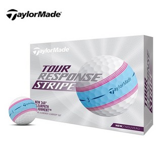 테일러메이드 투어 리스폰스 스트라이프 3피스 골프공, 블루/핑크, 1개, 12개입