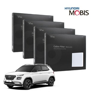 현대모비스 정품 프리미엄 에어컨필터 2년분 4개입 베뉴 전용 2019년~현재까지 적용, 4개
