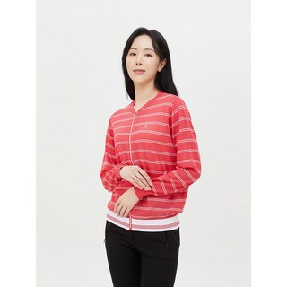 크로커다일레이디 코랄핑크 스트라이프 집업 가디건 CLBSSW202