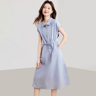 ORZQU 여성 패션 루즈핏 셔츠형 원피스 고급스럽고 우아한 카라 원피스