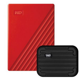 WD My Passport 휴대용 외장하드 + 파우치, 2TB, RED