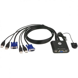 ATEN CS22U 2포트 USB KVM 스위치 원격 포트 셀렉터 0.9M 케이블, 1개