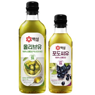 백설 압착올리브유900ml 1 + 백설 포도씨유500ml 1, 2개, 900ml