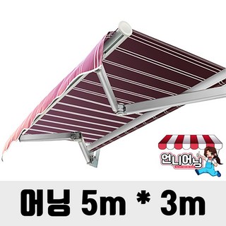 언니어닝 어닝 32종 가게 야외 천막 그늘막 테라스 접이식 캐노피 수동 고정, 1개, 5미터x3미터