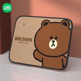 캣타운 LF-640 라인프렌즈 자동차 뒷자석 킥매트 좌석보호매트 시트뒷면보호 탈부착간편 LINE프렌즈 자동차용 탁자 의자걸이식, 드로잉브라운, 1개