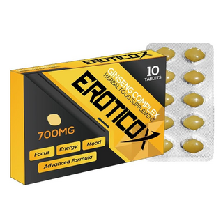 PSEnterprises <영국> EROTICOX 더 강력하고 더 길고 더 단단한 남성 성능 추가 강도 향상 스태미나 지구력 부스터 보충제 10알, 1개, 700mg