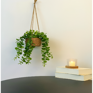 힐링 유칼립투스 조화 행잉 넝쿨 바구니 화분 걸이 벽장식 1개 32cm 유칼립투스 그린 상품 이미지