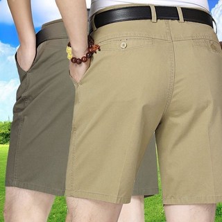 1+1 중년 남성 반바지 봄 여름 루즈핏 얇은 5부 팬츠 캐주얼 하이웨이스트 아빠 일자 정장 반바지 CY