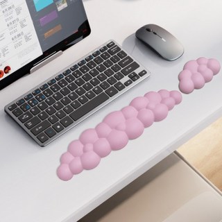 레디박스 구름 실리콘 마우스패드 키보드 메모리폼 손바닥받침 손목패드, 1세트, 핑크