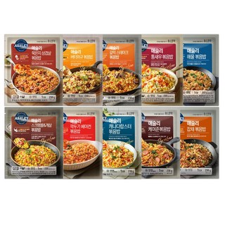 애슐리 볶음밥 10인분 혼합 구성 10종(통새우+갈릭스테이크+버터와규+깍두기베이컨+케이준+랍스터+해물+묵은지삼겹+잡채+스크램블게살)아침 대용 직장인 도시락, 2320g, 1세트
