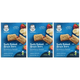 2+1 거버 소프트 베이크드 그레인 바 스트로베리 바나나 8개입 156g 아기과자 핑거푸드 Gerber Soft Baked Grain Bars Strawberry Banana, 3개