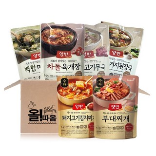 올따옴 양반 한끼 즉석국탕 6종 기획세트 (백합미역 차돌육개장 소고기무국 우거지된장국 수라돼지김치 수라부대찌개), 1세트