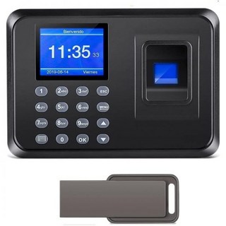 소규모 비즈니스를 위한 기계의 지문 인식 시간 시계 직원을 기록 USB 다운로드 데이터 체크인 레코더 2.4인치 TFT LCD 화면 월 0회 요금 8GB 플래시 드라이브 포함, 소규모 비즈니스를 위한 기계의 지문 인식 시간 시계 직