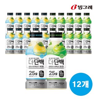 더단백 워터프로틴PET 2종 400ml 12개입 (백자몽 6개 청사과 6개)