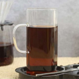 유리 잔 마카 머그 컵 커피 내열 사각400mL 1P 예쁜, 1개