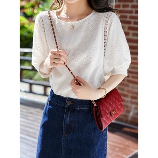 리블리크 바로배송 주크 펀칭 반팔 블라우스 RB2BL002