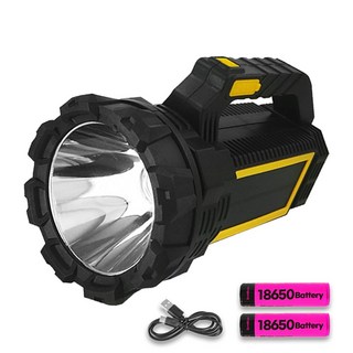 태양광충전 5200mAh 대용량 손잡이 LED 충전식 써치라이트 손전등 낚시 랜턴, 1개, 블랙