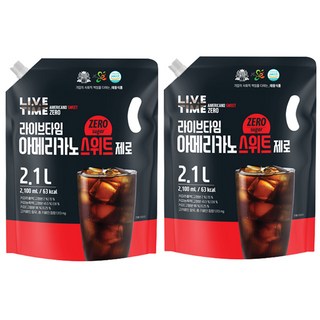 [태웅식품본사] 라이브타임 아메리카노 스위트 제로 '무설탕 제로칼로리 대용량 커피 음료' '무설탕인데도 달콤한 제로 칼로리 커피의 정석' '대용량팩으로 홈카페 10잔!'', 2.1L, 2개