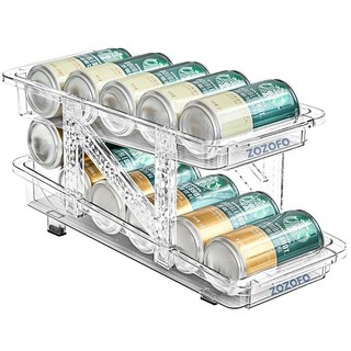 ZOZOFO냉장고 캔 저안트레이 음료수 맥주 정리 보관함 폭 조절 가능 / 음료 자동 정렬트레이 캔음료 정리 냉장고 자동 디스펜서, 투명