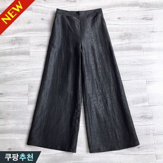 (완전 편한) 4XL까지 여성 가볍고 쿨 와이드 블랙 팬츠 여름 빅사이즈 추천 찰랑 밴딩 슬렉스 통기성 밴드 스판 모던 실키 핀턱 쿨링 냉감 드레이프 오버핏 xl3 여성용 바지