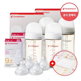 더블하트 모유실감 3세대 PPSU 젖병 트윈팩