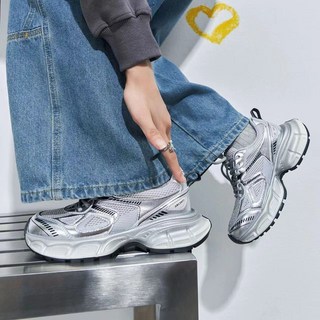 ANYOU 여성 키높이 운동화 워킹업 어글리 스니커즈 발편한 메쉬 통굽 운동화 4.5CM