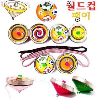 월드컵 줄팽이 추억의놀이 끈팽이 11 모던 월드컵 철팽이 줄팽이 팽이 2개 팽이줄 2개 세트 오징어 전통 민속놀이, 1세트