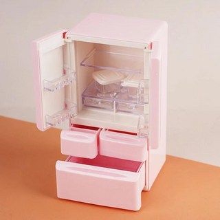 인형 집 미니 냉장고 미니어처 음식 놀이 주방 장면 포켓 가구, 1개, 1.Pink