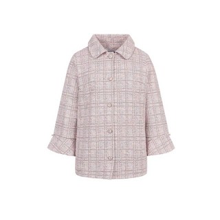 크로커다일레이디 핑크 스트레치 스탠카라 트위드 자켓 CLCMJK101