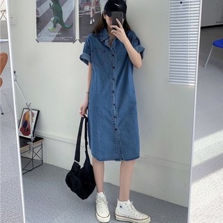 루스리더 여성 데님 셔츠 카라넥 패션 원피스 M727