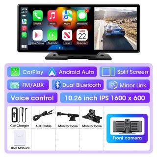 10/11 26 인치 대시 캠 4K 자동차 DVR 무선 Carplay 및 안드 자동 GPS 네비게이션 비디오 보드 듀얼 Wifi FM AUX, 10 26inch Front Cam, With 128G Card