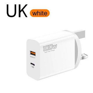 여행용전기장판 올라프 100W USB C A 슈퍼 차지 휴대폰 EU 영국 미국 고속 충전 어댑터 아이폰 호환 태블릿용, UK white A C, 1개
