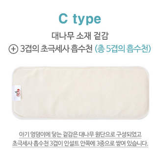 처비체리 인설트(속기저귀) 천 기저귀, 1개