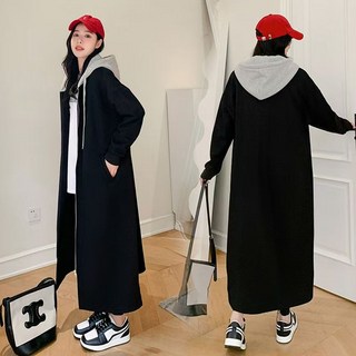 여성 후드 가디건 코트 기모 집업 가을 겨울 롱 도톰한 루즈핏 트렌치코트