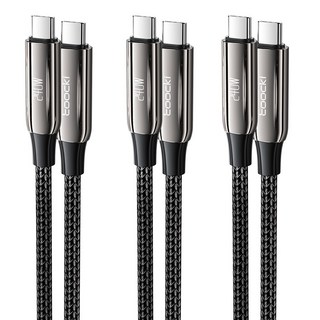 Toocki 툭키 PD 240W c타입 고속 충전기 케이블 480Mbps 데이트 전송, 3개, 블랙, 2m