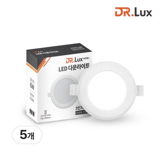 닥터룩스 LED 다운라이트 3인치 6W 방습형, 5개, 주광색