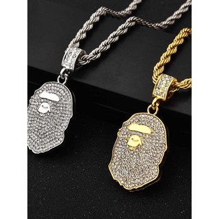 동일타입 남성목걸이 큐빅 팬던트 베이프 목걸이 Hiphop Chain Chris Brown, 1개, 1. 다이아몬드 금