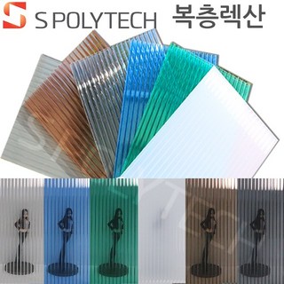 에스폴리텍 폴리카보네이트 렉산 복층평판 두께 6T 폭1미터 (길이재단무료), 폭1미터x길이1미터, 투명, 1개