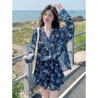 TT-1852셔츠 반바지 프린트 투피스 세트