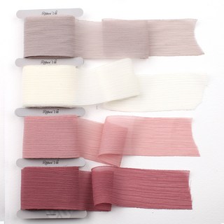 리본빌 쉬폰 리본끈 세트 주름 리본(4색 3마씩) A.로즈핑크(Rose Pink) 상품 이미지