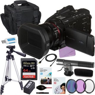 파나소닉 HC-X1500 UHD 4K HDMI 프로 캠코더 24배 줌 번들 액세서리 키트 64GB 익스트림 메모리 마이크 5인치 2개 비디오사진 편집 소프트웨어 패키지 등 22, 1개