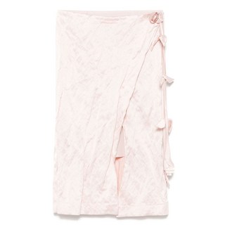 블루마린 크링클 랩 미디 스커트