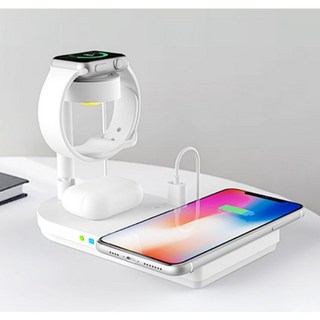 머레이 멀티 고속 무선 충전기 5in1 무드등 애플워치 갤럭시워치, 애플, 화이트, 1개