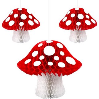 3개 세트 버섯 허니콤 장식 모양 티슈 페이퍼 폼 정글 원더랜드 테마 생일 파티 3D 센터피스 페어리 베이비 샤워 가든