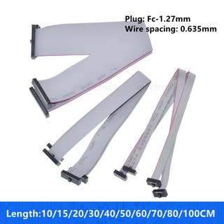 JTAG ISP 다운로드 케이블 FC 1 27mm 그레이 플랫 리본 데이터 IDC 더블 엔드 동일 방향 6 8 10 14 16 20 30 34 40P, 10cm, 10P