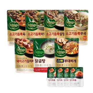 올따옴 NEW 비비고 즉석국 7종 2호(소고기듬뿍무국+소고기듬뿍미역국+소고기듬뿍육개장+소고기듬뿍설렁탕+돼지고기김치+닭곰탕+스팸부대1개씩)+볶음김치, 460g, 1개